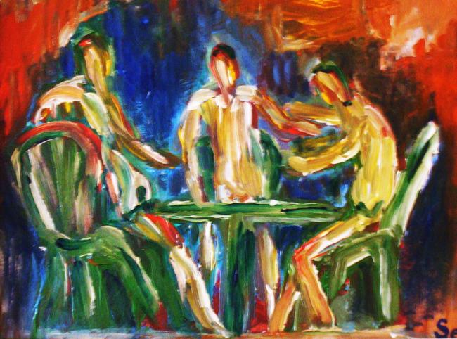 Les joueurs de cartes 30cm/20cm SERRA
